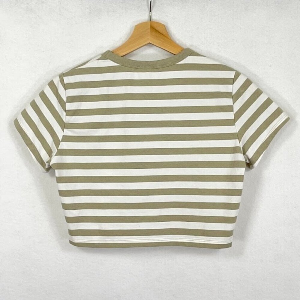 Cotton:On Micro Cropped Baby Tee Striped Stretch Summer Y2K Coquette Festival L - Picture 3 of 6